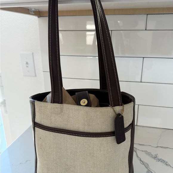 Vintage Coach Canvas with Mahogany leather Shoulder Bag - Picture 4 of 10